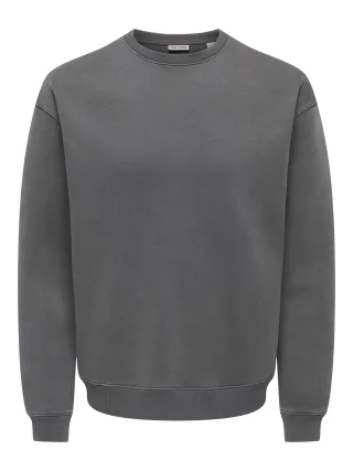 ONLY&SONS - ONSLARRY EFLOW RLX LS WASHED CREW SWT VD Grey Pinstripe - Gr. - M
