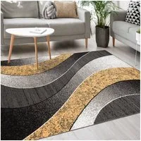 Mazovia Designteppich Modern Teppich Kurzflor Wohnzimmerteppich Robust und pflegeleicht GRAU, 80 x 150 cm, Fußbodenheizung,Allergiker geeignet,Farbecht,Pflegeleicht,Geometrisch