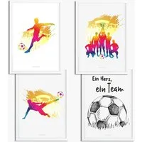 Sunnywall Poster Poster Kinderzimmer Fussball (4er Set), Fussball (Set)