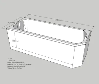 Neuesbad Wannenträger für Bette Profi-Form 170x70 Kopfende li SW10090