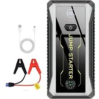 Forrlite Starthilfegerät, 28000 mAh Spitzenstrom Powerbank Autobatterie-Ladegerät (2800 mA, 800A Spitzstrom Tragbare Auto Starthilfe, 3-in-1-Powerbank Set, Fast Charge mit Kompass und LED-Taschenlampe)