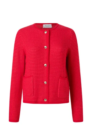 MAERZ Muenchen - Strick Cardigan 1/1 Arm lychee red