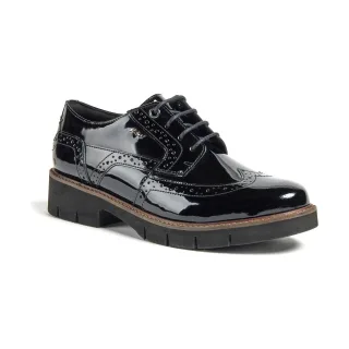 Pod Kacey Leder Damen Schwarz Brogues Schuhe