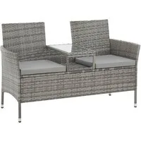 SVITA Gartenbank CHICAGO, 2-Sitzer, Rattanbank, Polyrattan, Grau