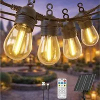 Quntis Lichterkette solarlichterkette für draußen lichterkette outdoor, IP65 Fernbedienung, Solarleuchte Lichterkette für Balkon/ Garten/ Camping, Dimmbar Timer