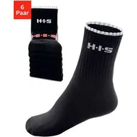 H.I.S Sportsocken Tennissocken Damen Herren Laufsocken (Packung, 6-Paar, Crew Socks Gr. 35-38 bis 47-48) mit Frottee & verstärkten Belastungszonen