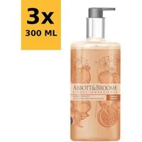 Abbott&Broome Flüssigseife Vegane Lotion Handseife Handwaschseife Pumpspender, 3-tlg., Pfirsich Granatapfel