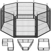 FEANDREA Freigehege Haustierlaufstall aus Rostfreiem Metall, mit Breiter Tür, Flexibel Formbar, 170 x 170 x 80 cm, für Indoor und Outdoor