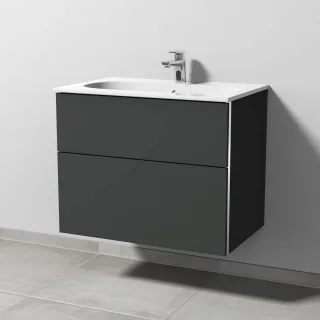 Sanipa 3way Waschtischunterbau zu Geberit Acanto Slim Waschtisch mit 2 Auszügen, Graphit-Matt BP4111B