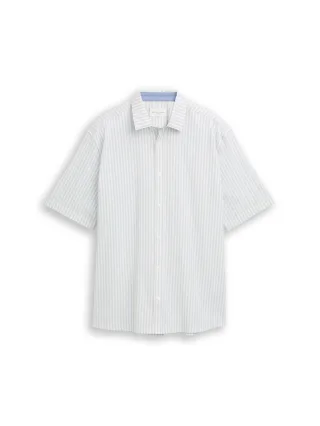 Tom Tailor - Comfort Fit Seersucker Kurzarmhemd light blue white stripe - Gr. - XXXL