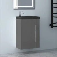 Aica Sanitär Waschtisch 45 cm Mineralguss Waschtisch mit Unterschrank Badschrank (Hängeschrank), Kleine Badezimmerschränke