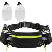 MOPUEA Laufgürtel Hüfttasche Laufgürtel mit Trinkflaschen (2x 170ml) Multi-Pocket (Wasserdicht, Reflektierend, Verstellbarer Gürtel, Leicht, Sporttasche, 1-St) Kopfhöreröffnung, Schlüsseltasche, Wasserflaschenhalter