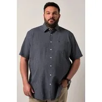 Men Plus Kurzarmhemd Karohemd Halbarm Kentkragen Seersucker Comfort Fit