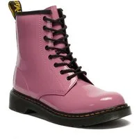 DR. MARTENS 1460 Y Black Patent Lamper Schnürboots Kinder Stiefel, Boots mit logobedruckter Anziehlasche
