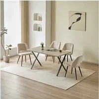 PPkrimnel Polsterstuhl Esszimmerstuhl mit vertikaler Steppung & ergonomischer Hohllehne (4 St), Chenille Wohnzimmerstuhl mit Metallbeinen, 4er-Set