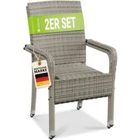 Juskys Gartenstuhl Yoro (2 St), stapelbar, modern, leicht und stabil