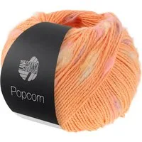 LANA GROSSA POPCORN Häkelwolle, 125 m (Effektnetzgarn gefüllt mit bunten, flauschigen Farbspots aus 100% Baumwolle), 50 g
