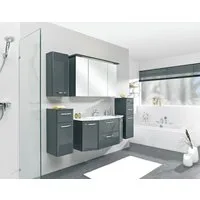 Saphir Badmöbel-Set Quickset 327 5-teilig, Waschplatz und LED-Spiegelschrank, (Set, 5-St), Anthrazit Hochglanz, inkl. Türdämpfer, 8 Türen, 1 Klappe, 4 Schubladen