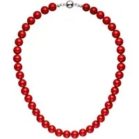 JOBO Perlenkette, mit 42 Muschelkern-Perlen rot 45 cm