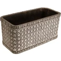 Florists Products Übertopf Geflochtener Keramik Pflanzkasten Braun Weiß 23×11×11cm