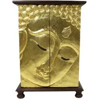 Oriental Galerie Mehrzweckschrank Wandschrank Schrank Holzschrank Kommode Flurschrank 90 cm Buddha Gold (1-St)