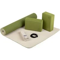bodhi Yogamatte Yoga Set FLOW Yogamatte mit Block & Gurt olive/sand