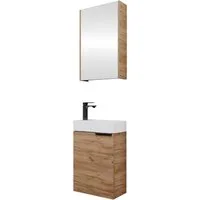 Planetmöbel Badmöbel-Set Badmöbel-Set, (Waschbecken mit Unterschrank, 3-St., Spiegelschrank Bad), Badmöbel, Breite 40 cm, Soft-Close-Funktion