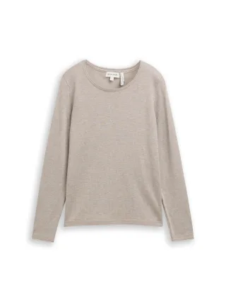 Tom Tailor - Basic Strickpullover mit Rundhalsausschnitt dark clouds grey melange - Gr. - XXXL