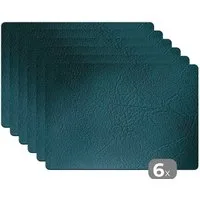 MuchoWow Platzset Leder - Lederoptik/print - Grün - Blau, (6-St), Platzsets, Tischset, Abwaschbar, Tischsets, Platzdeckchen