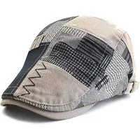 Sporty Flat Cap Gatsby Retro Patch Schirmmütze mit Schirm Schiebermütze