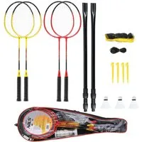 Nils Badmintonschläger Badmintonset Komplettset 4 Schläger 3 Federbälle und ein Netz