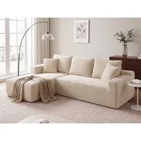 oyajia Ecksofa modulares Sofa 240cm mit großer Chaiselongue, breit vakuumverpackt, Schlafsofa, keine Montage erforderlich, mit großer Chaiselongue