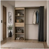 HTI-Living Garderobenständer Offene Garderobe mit Vorhang Sonoma, (Stück, 1 St., 1 Garderobe)