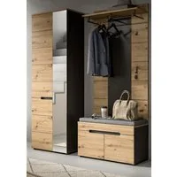 Inn.Furn Garderoben-Set Cooper, (Flurgarderobe in Eiche Artisan und Basalt grau, 3-teilig, 160 x 195 cm), mit Soft-Close-Funktion