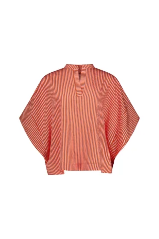 Studio Anneloes - Laureen stripe poplin blouse orchid orange/pop pink - Gr. - M