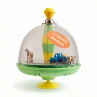 alldoro Brummkreisel Bauernhof-Panoramakreisel mit Sound für Kinder ab 18 Monate, Interaktives Motorikspielzeug, batteriebetrieben, bewegliche Elemente
