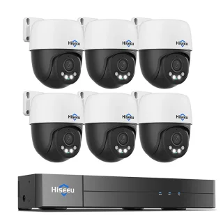 Hiseeu PK6YHD98 8MP 4K PoE PTZ Security Camera System Auto Tracking Color Night Vision Smart Home CCTV Surveillance Kit