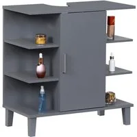 relaxdays Waschbeckenunterschrank Tür & Ablage grau