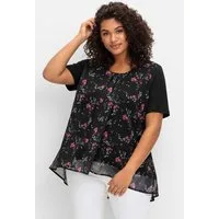 Sheego T-Shirt Blusenshirt Kurzarm aus Jersey und Chiffon