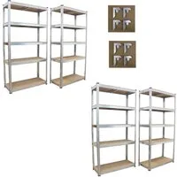 TRUTZHOLM Steckregal 4x Schwerlastregal 180x90x40 cm 875 kg mit 5 Böden je Regal, 4er Set