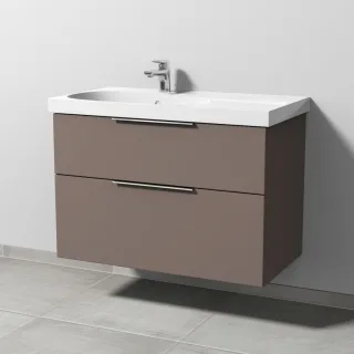 Sanipa 3way Waschtischunterbau zu Geberit Acanto Waschtisch mit 2 Auszügen, Taupe-Matt UP4191T
