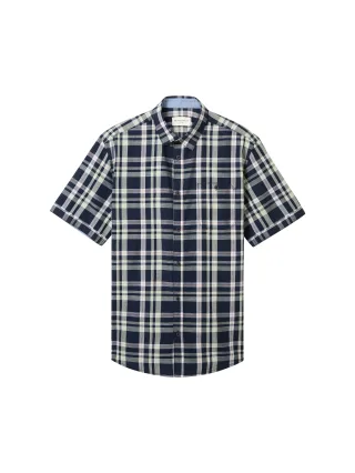 Tom Tailor - Kurzarmhemd mit Karomuster navy base check - Gr. - XL