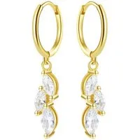 Hey Happiness Paar Ohrhänger Tropfen Kristalle, Damen Silber Ohrringe, Silber 925 Creolen Zirkonia Anhänger, Brautschmuck