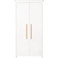 roba® Kinderkleiderschrank Lilo 2-türig Kinderschrank mit modernen Holzgriffen - Weiß / Natur
