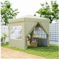 Outsunny Faltpavillon 2,5x2,5m, wasserabweisend stabil winterfest, UV Schutz 50+, faltbar, mit 4 Seitenteilen, (Pop-up Pavillon, Partyzelt), mit 4 Seitenteilen, Tasche, für Camping, Garten, Cremeweiß