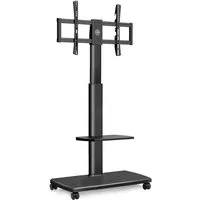 FITUEYES TV-Ständer mobile TV-Halterung mit Ablage, Rollen, 32-70 Zoll, (bis 70,00 Zoll, höhenverstellbar, ±30° schwenkbar, Holzbasis)