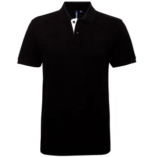 Asquith & Fox Herren Classic Fit Kontrast-Poloshirt (Schwarz/Weiß)