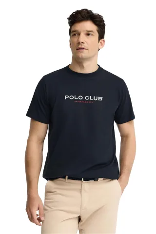 Kurzärmliges T-Shirt marineblau mit Established 2012 Polo Club Stickerei