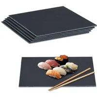 relaxdays Servierplatte 6er Set Schieferplatte 40 x 30 cm, Schiefer, (6-tlg)