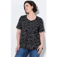 Ulla Popken T-Shirt T-Shirt Zierfalten A-Linie Herzausschnitt Halbarm
